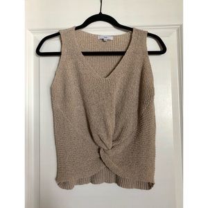 Beige/Cream Knot Front Knit Tank Top